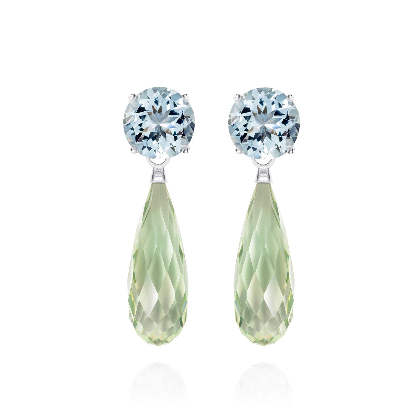 Green Amethyst and Aquamarine Drop Earrings - Augustine Jewels