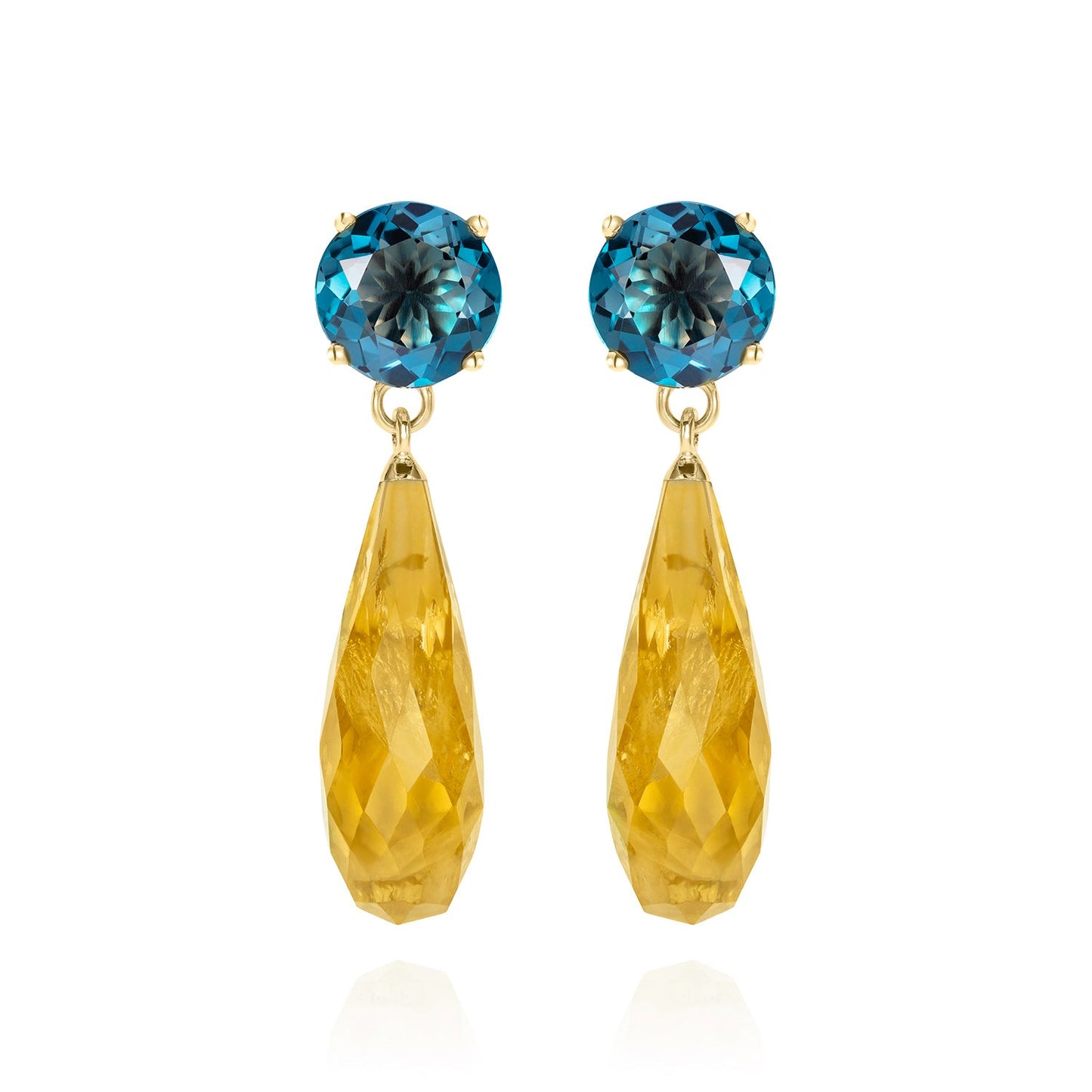 Teal Topaz and Citrine Gold Drop Earrings - Augustine Jewels
