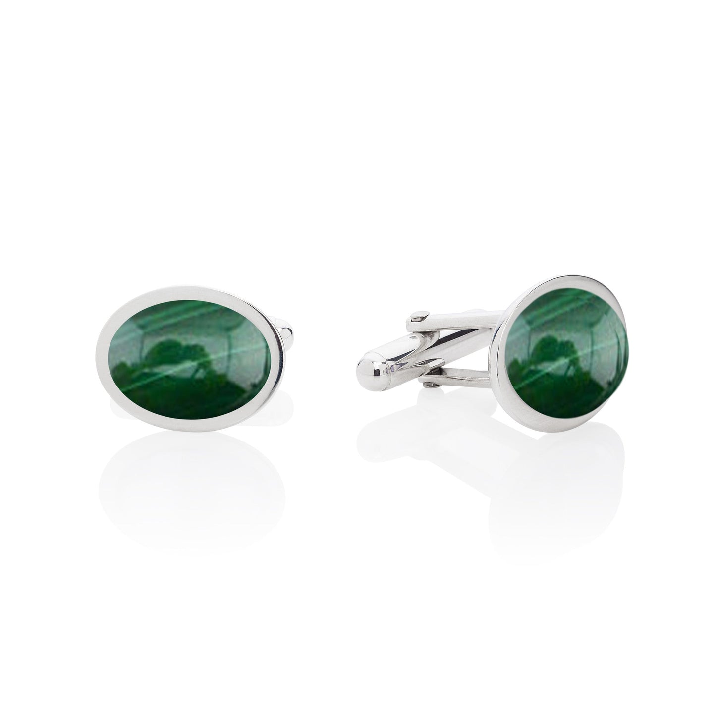 Malachite Silver Cufflinks - Augustine Jewels