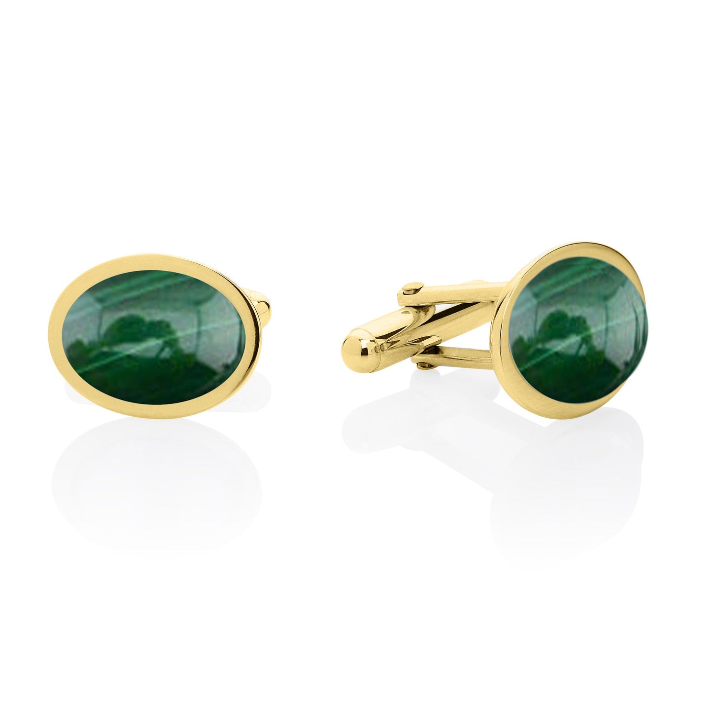 Malachite Yellow Gold Plated Cufflinks - Augustine Jewels