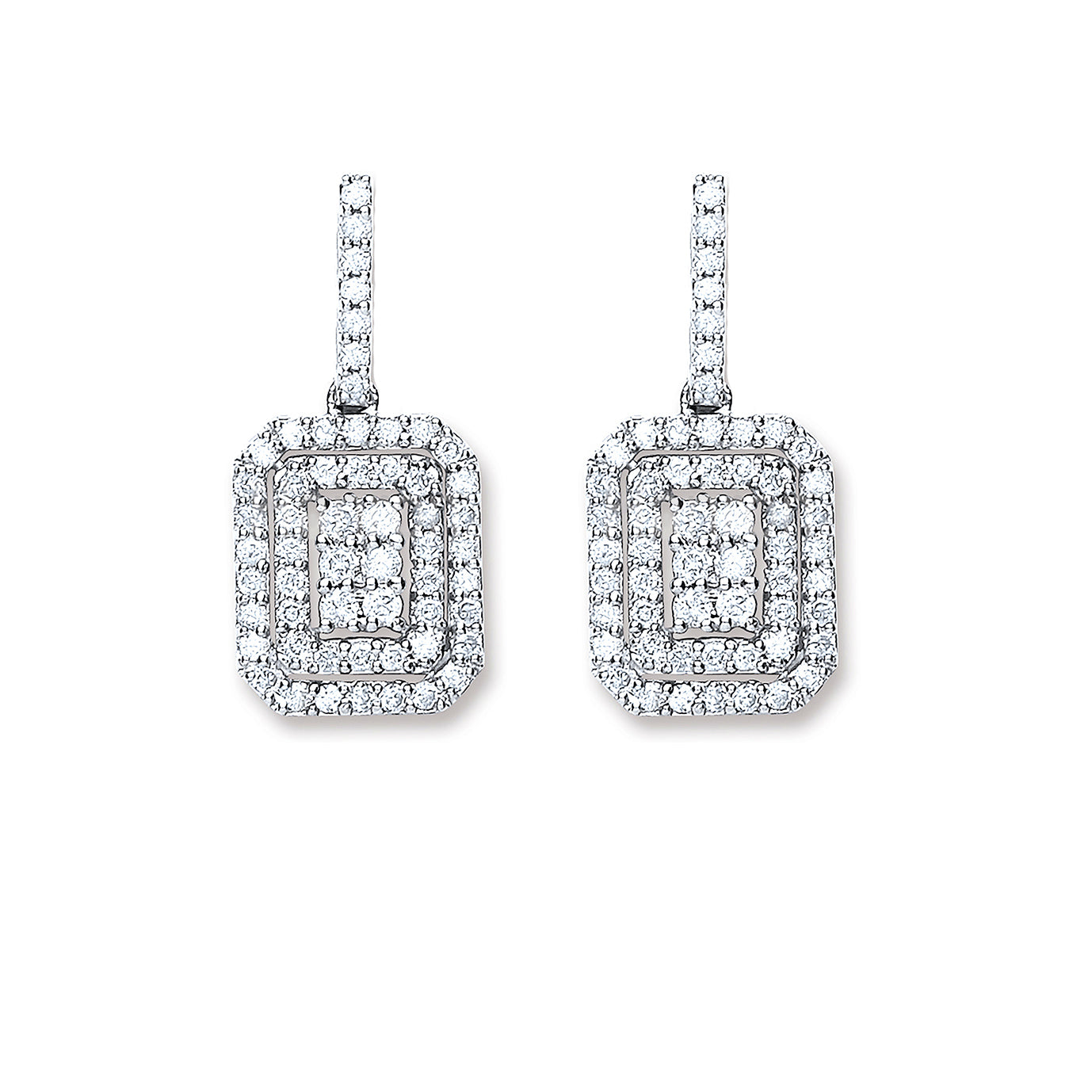 9ct Gold Diamond Pavé Square Earrings | Augustine Jewels | The Diamond Collection
