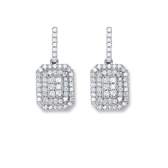9ct Gold Diamond Pavé Square Earrings | Augustine Jewels | The Diamond Collection