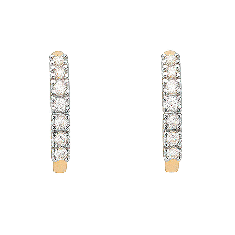 9ct Gold Diamond Hoop Earrings - Augustine Jewels