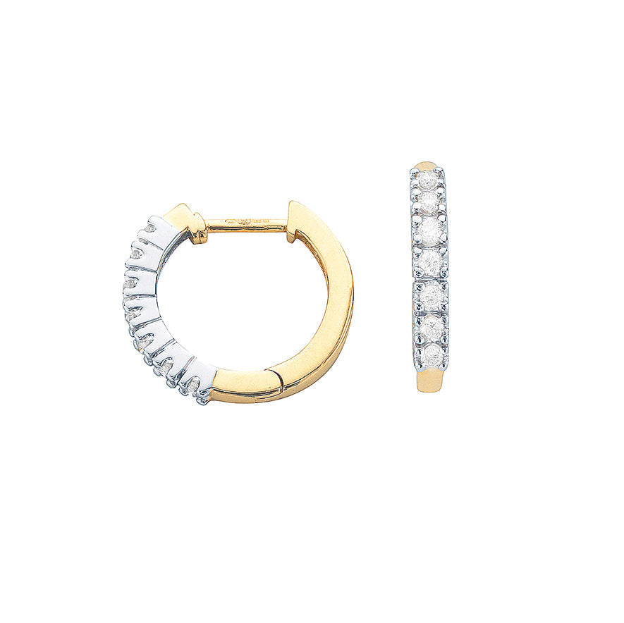 9ct Gold Diamond Hoop Earrings - Augustine Jewels