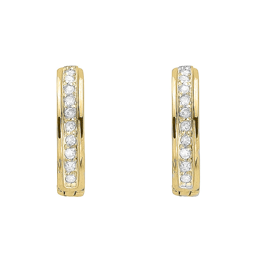 9ct Gold Small Diamond Hoop Earrings - Augustine Jewels