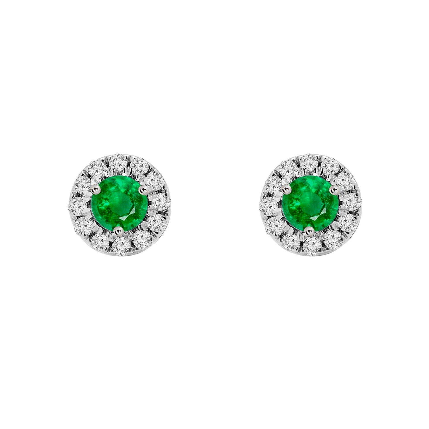 Emerald Birthstone Halo Earrings - Augustine Jewels