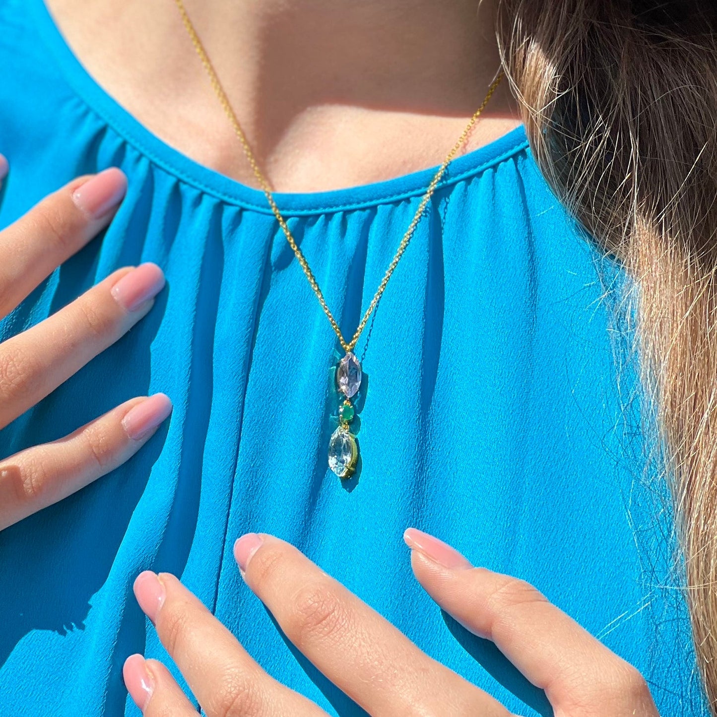 Purple Amethyst & Blue Topaz & Agate Necklace - Augustine Jewels