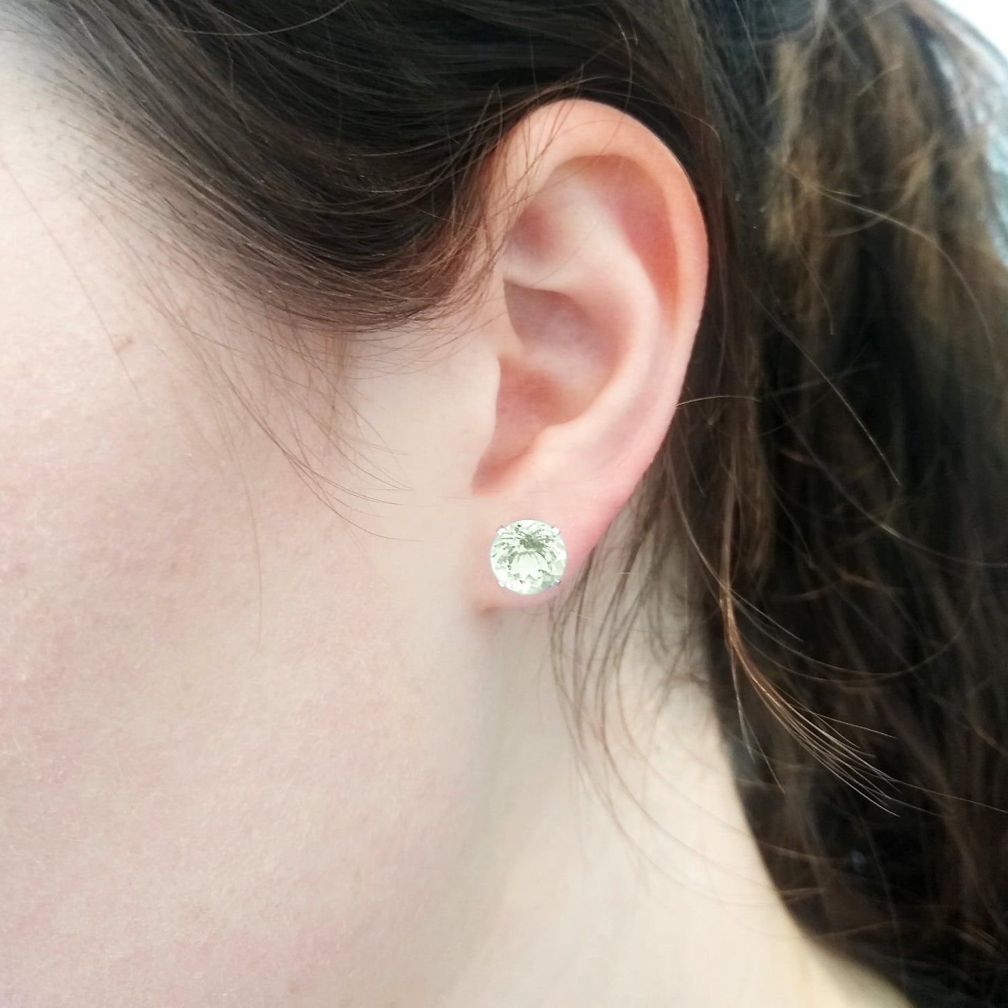 Green Amethyst Silver Large Stud Earrings | The South of France Collection | Augustine Jewels