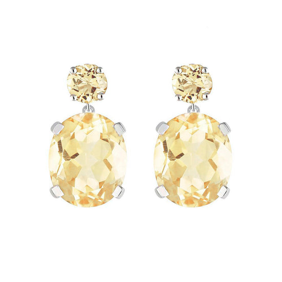 Sterling Silver or White Gold Citrine Drop Earrings