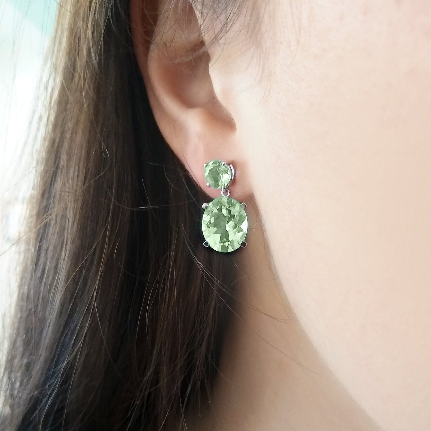Green Amethyst Silver Drop Earrings | The South of France Collection | Augustine Jewels | Gemstone Jewellery
