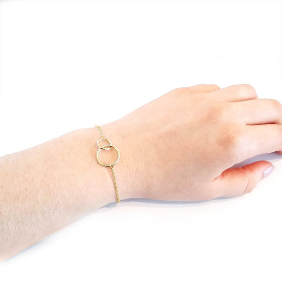 Yellow Gold Geometric Double Circle Bracelet | The Geometric Collection | Augustine Jewels | Gold Jewellery