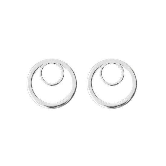 Silver Geometric Double Circle Stud Earrings | The Geometric Collection | Augustine Jewels | Silver Jewellery