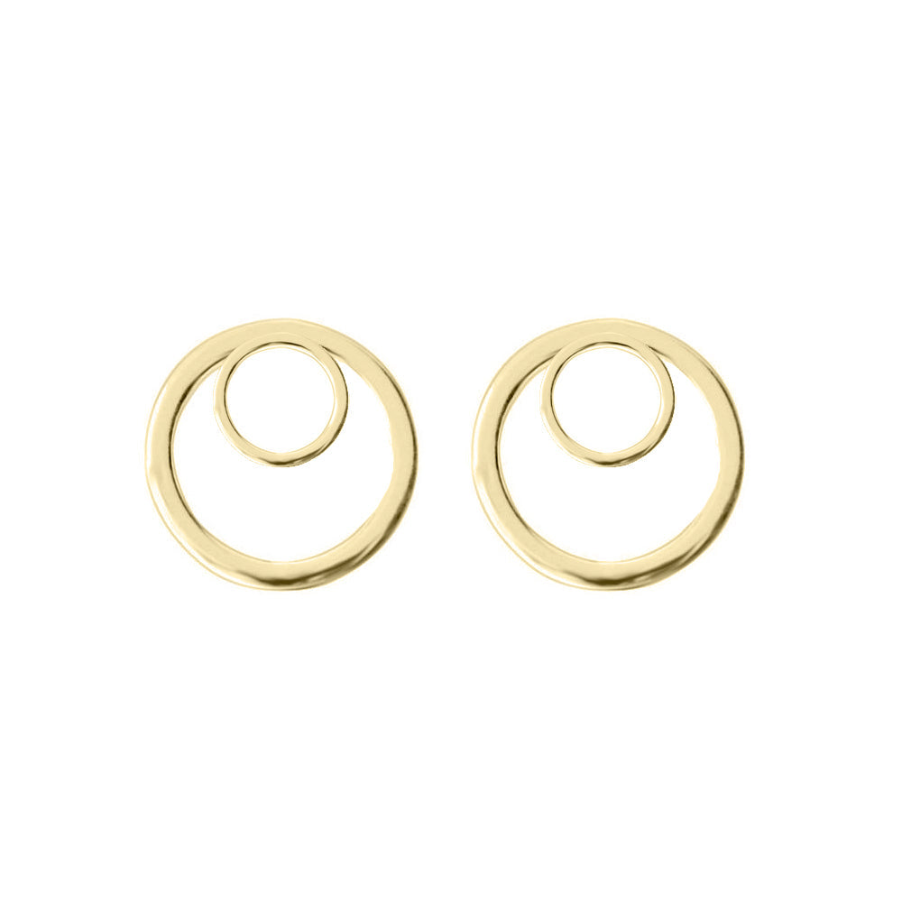 Yellow Gold Geometric Double Circle Stud Earrings | The Geometric Collection | Augustine Jewels | Gold Jewellery