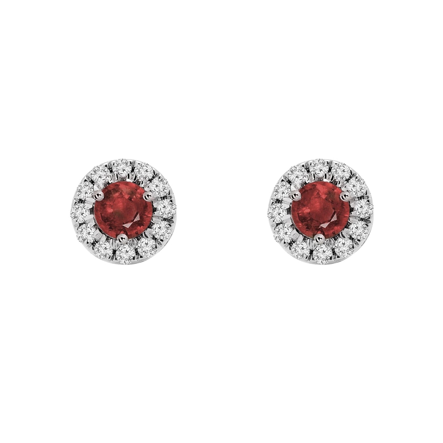 Garnet Birthstone Halo Earrings - Augustine Jewels