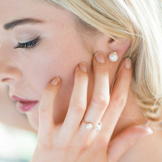 Double Pearl Silver Earrings | Augustine Jewels | Pearl Jewellery