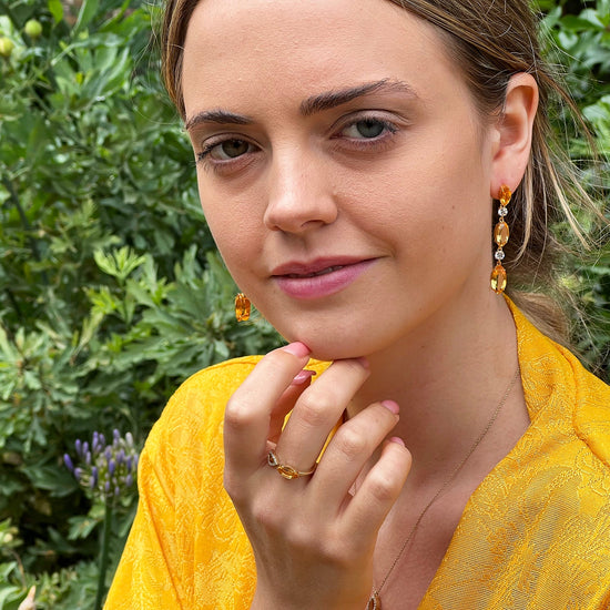 citrine and white topaz drop earrings | Augustine Jewels | English Gardens Collection