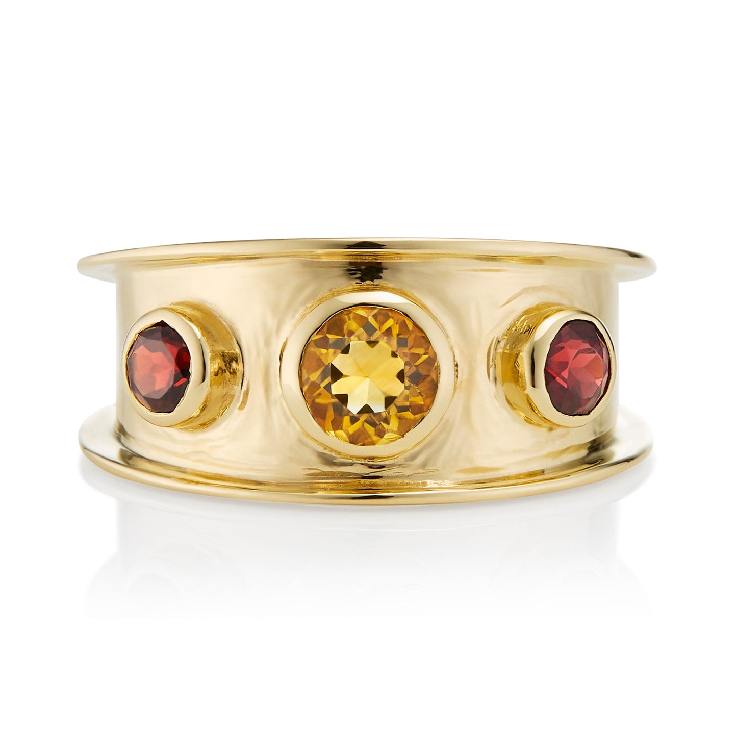 British Jewellers designed London-made custom gold jewellery -Gold Statement Ring in Citrine and Garnet – Andalusian Collection, Augustine Jewellery, British Jewellers, Gemstone Jewellery, Luxury Jewellery London.