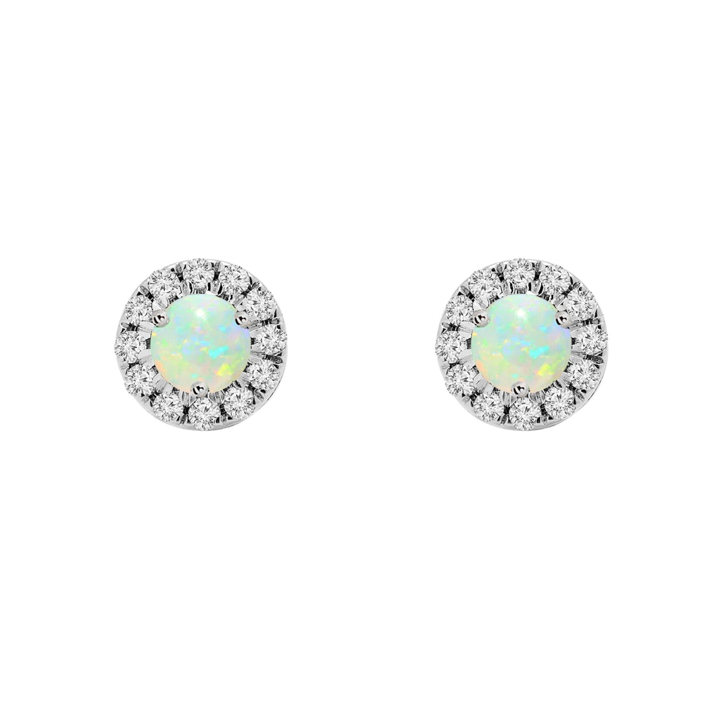 Opal Birthstone Halo Earrings - Augustine Jewels