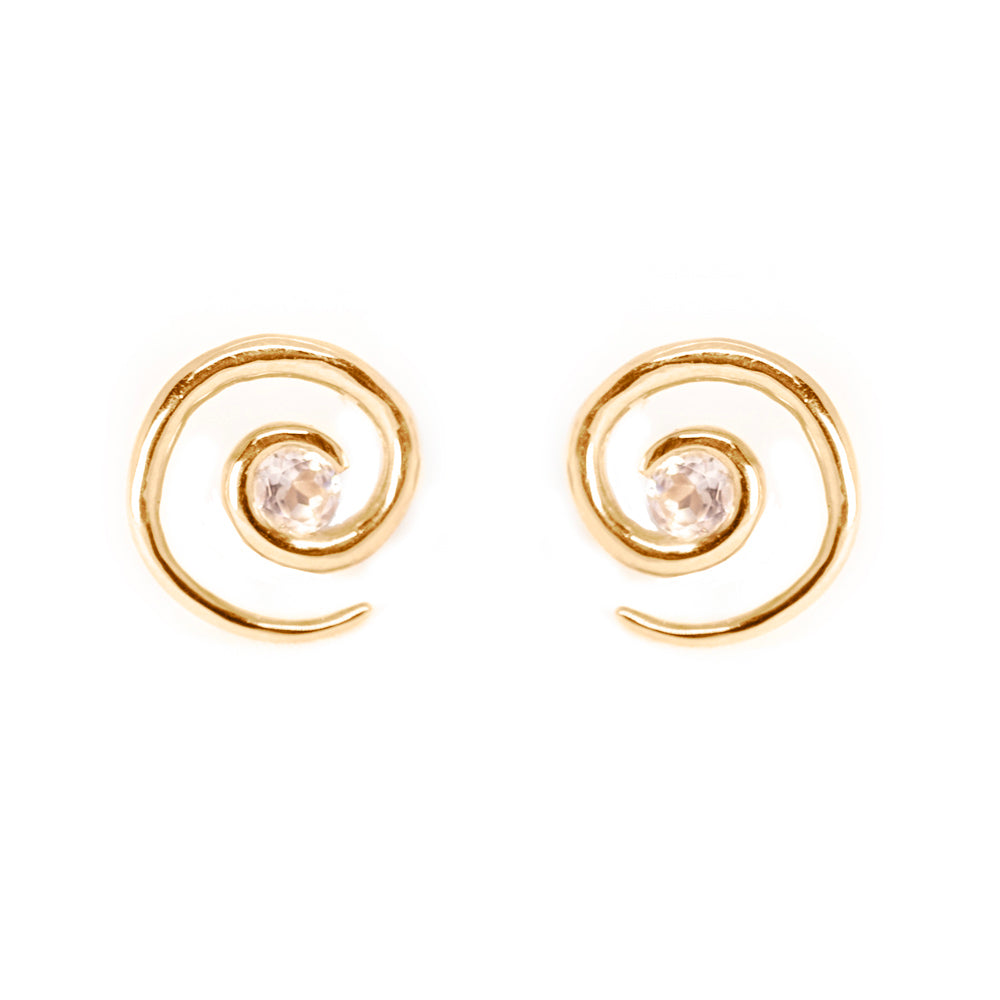 Load image into Gallery viewer, Rose Gold Morganite Spiral Earrings | Augustine Jewels | The Portofino Collection
