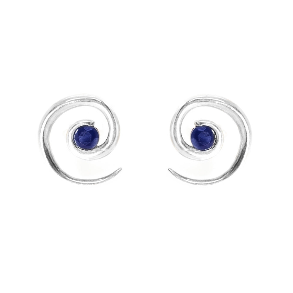 Silver Sapphire Spiral Earrings | Augustine Jewels | Silver Jewellery