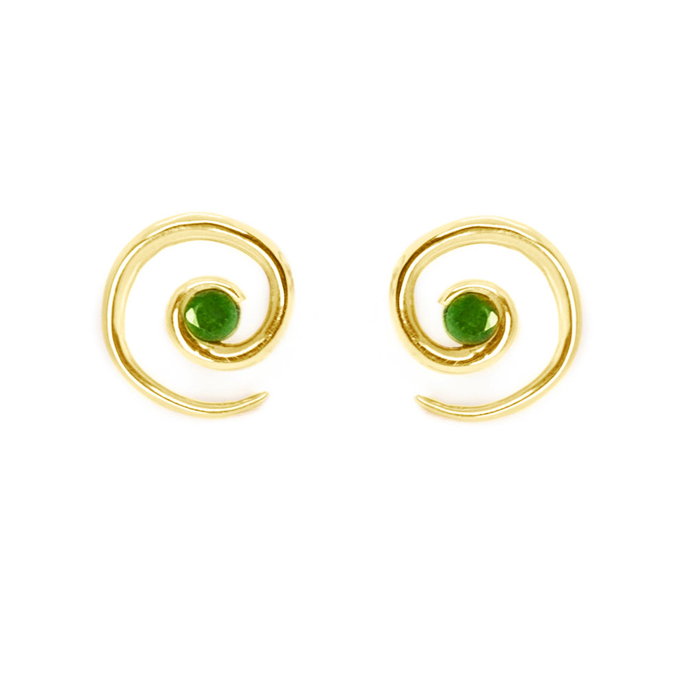 Yellow Gold Emerald Spiral Earrings | Augustine Jewels | The Portofino Collection