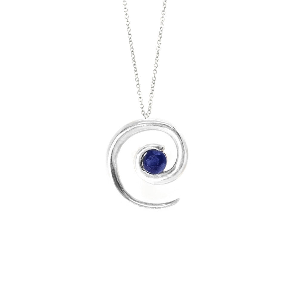 Silver Sapphire Spiral Pendant | Augustine Jewels | Silver Jewellery