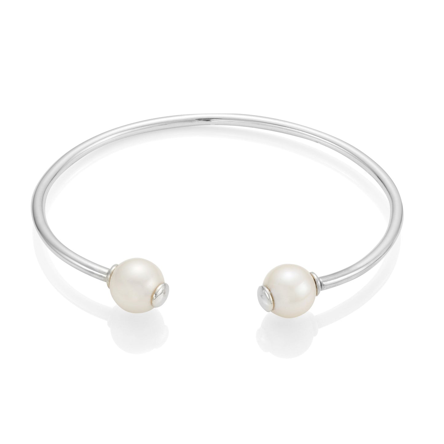 Double Pearl Silver Bangle - Augustine Jewels