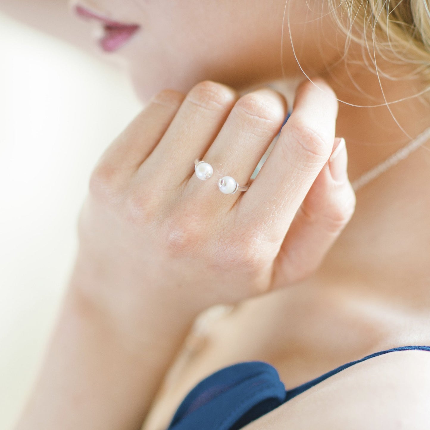 Double Pearl Silver Ring - Augustine Jewels