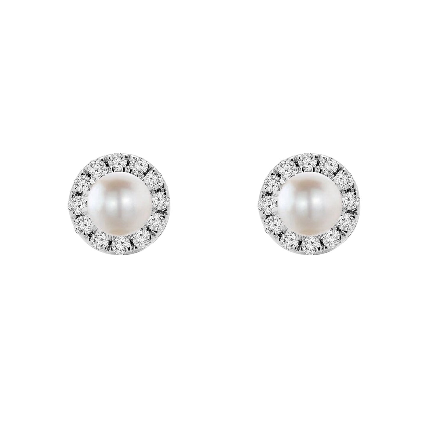Pearl Birthstone Halo Earrings - Augustine Jewels