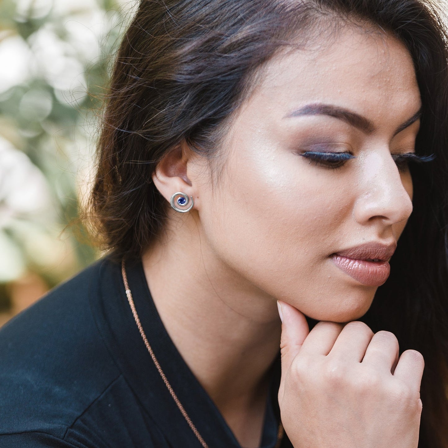 Silver Vermeil Spiral Sapphire Earrings - Augustine Jewels