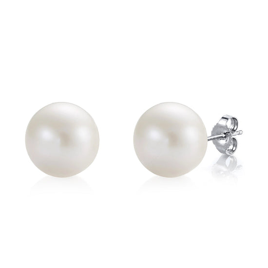 Simple Silver Pearl Earrings 10mm | Augustine Jewels | Pearl Jewellery