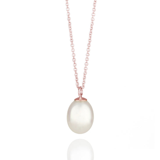 9ct Rose Gold Pearl Drop Necklace | Augustine Jewels | Pearl Jewellery