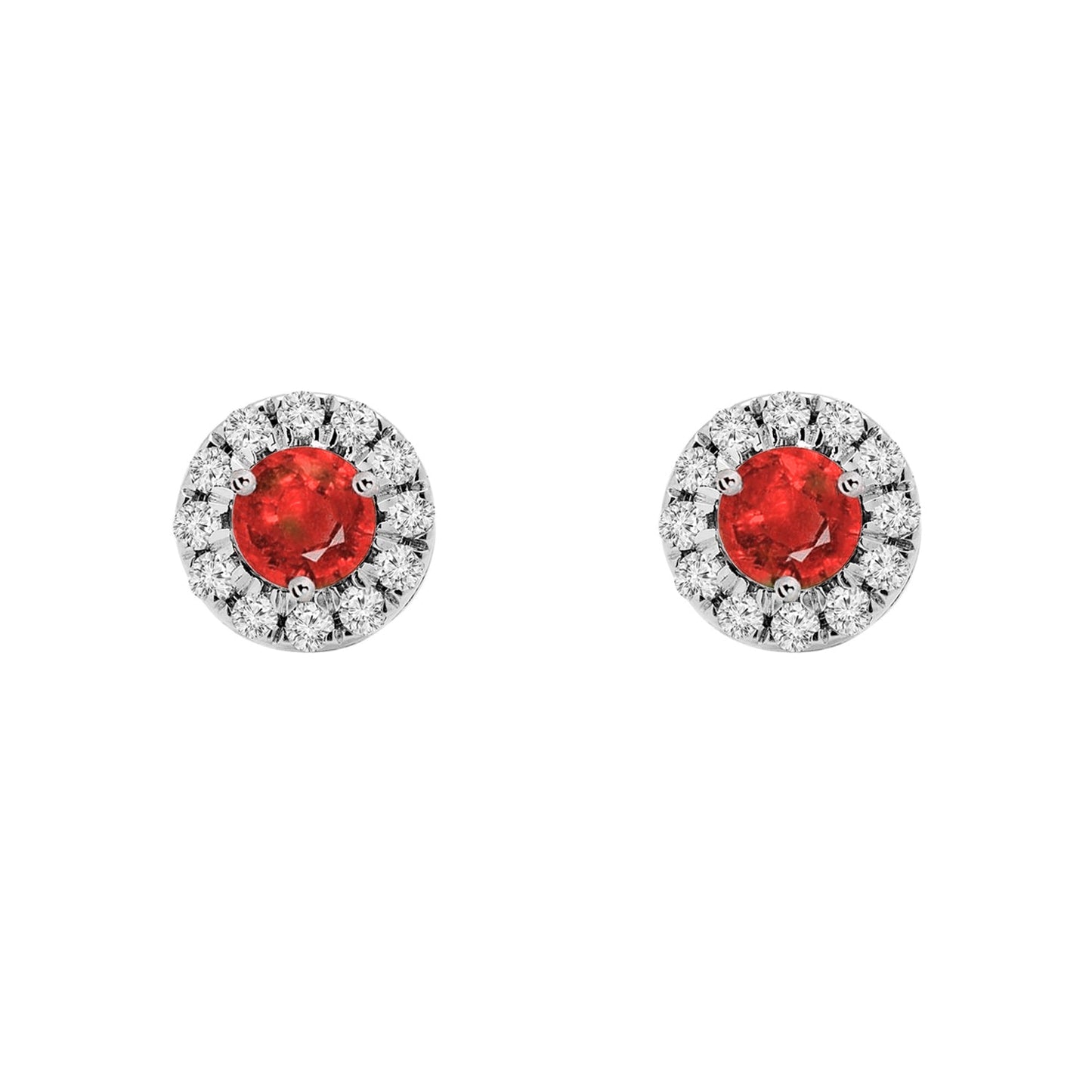 Ruby Birthstone Halo Earrings - Augustine Jewels