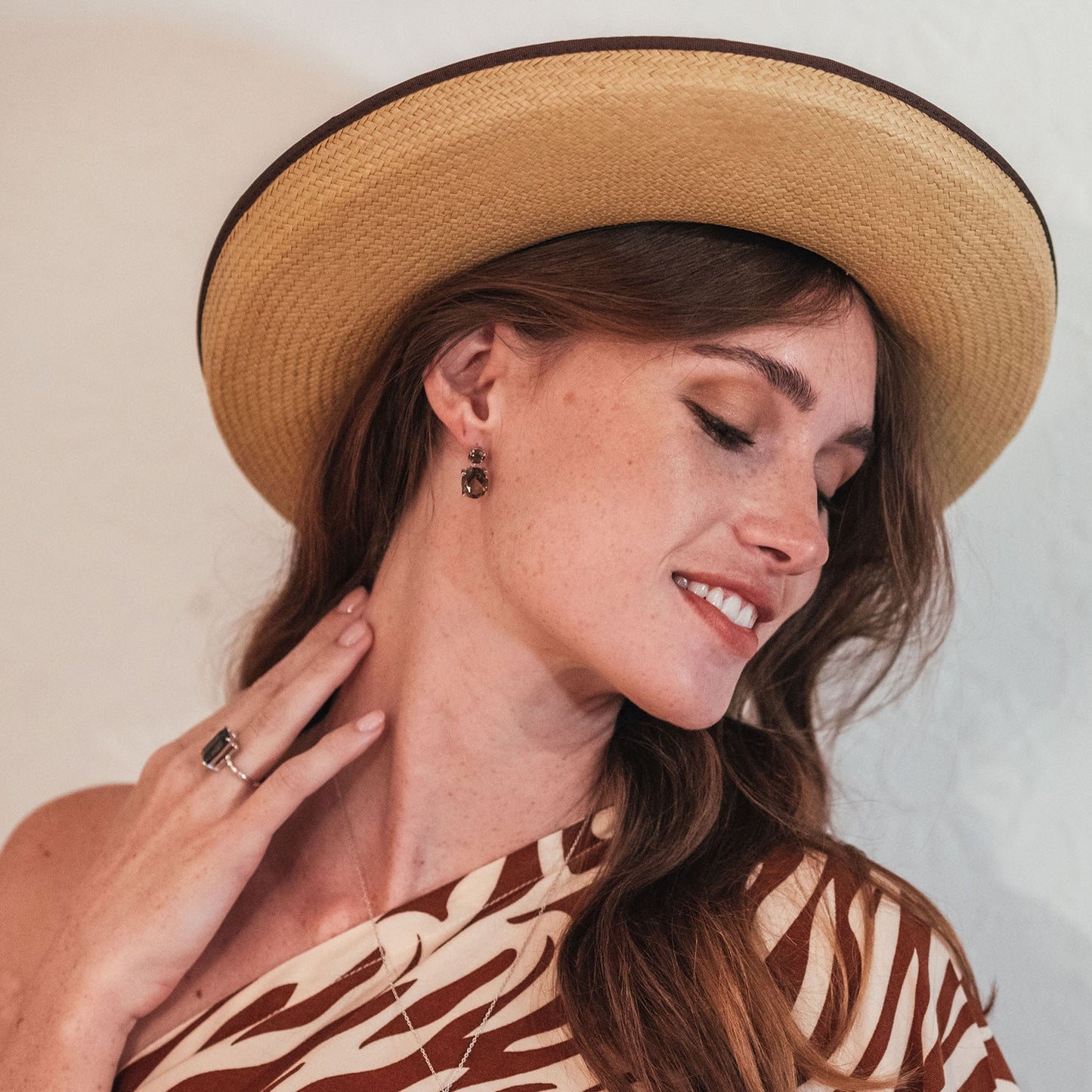 Sterling Silver or White Gold Smoky Quartz Drop Earrings, Smoky Quartz Ring - Augustine Jewels