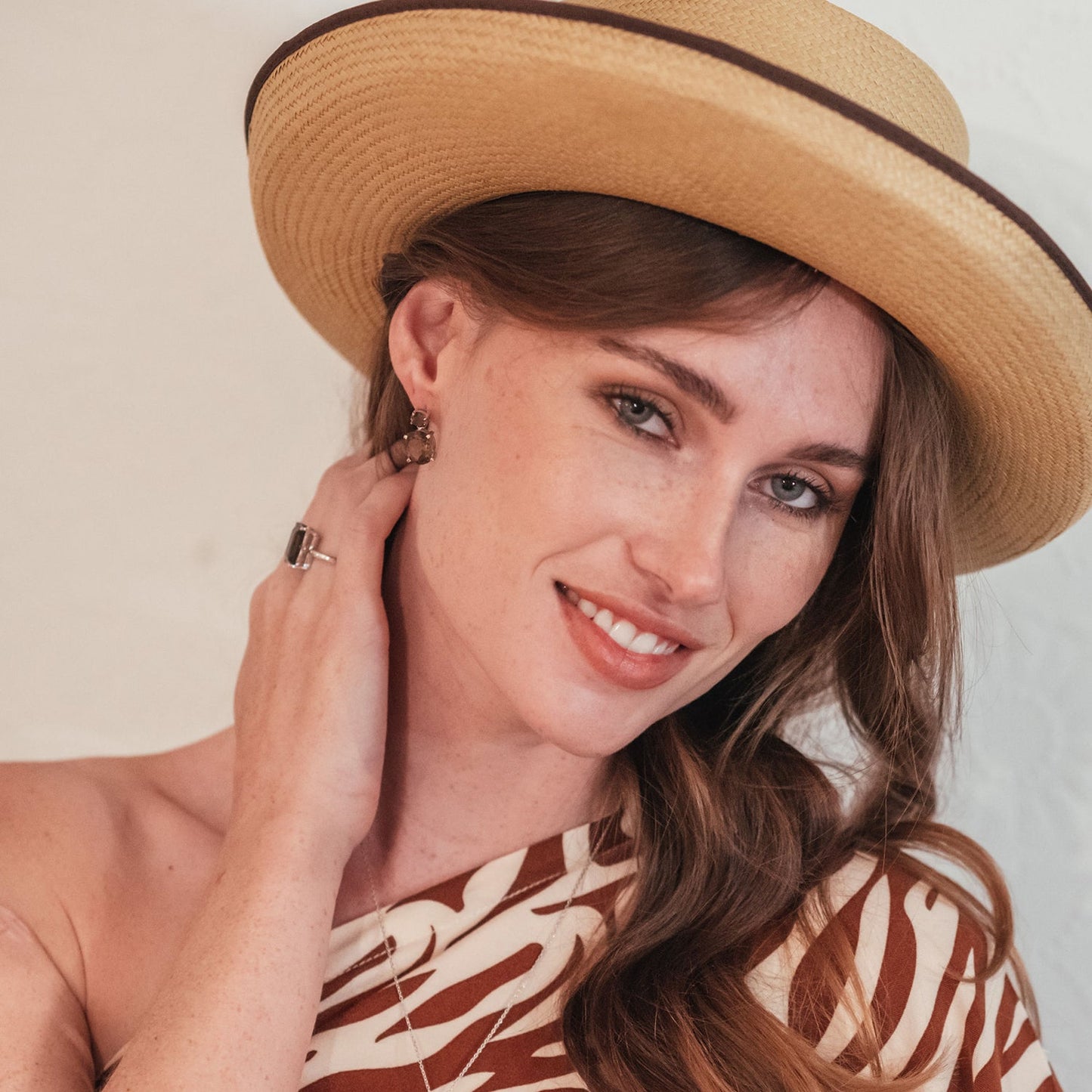 Sterling Silver or White Gold Smoky Quartz Drop Earrings, Smoky Quartz Ring - Augustine Jewels