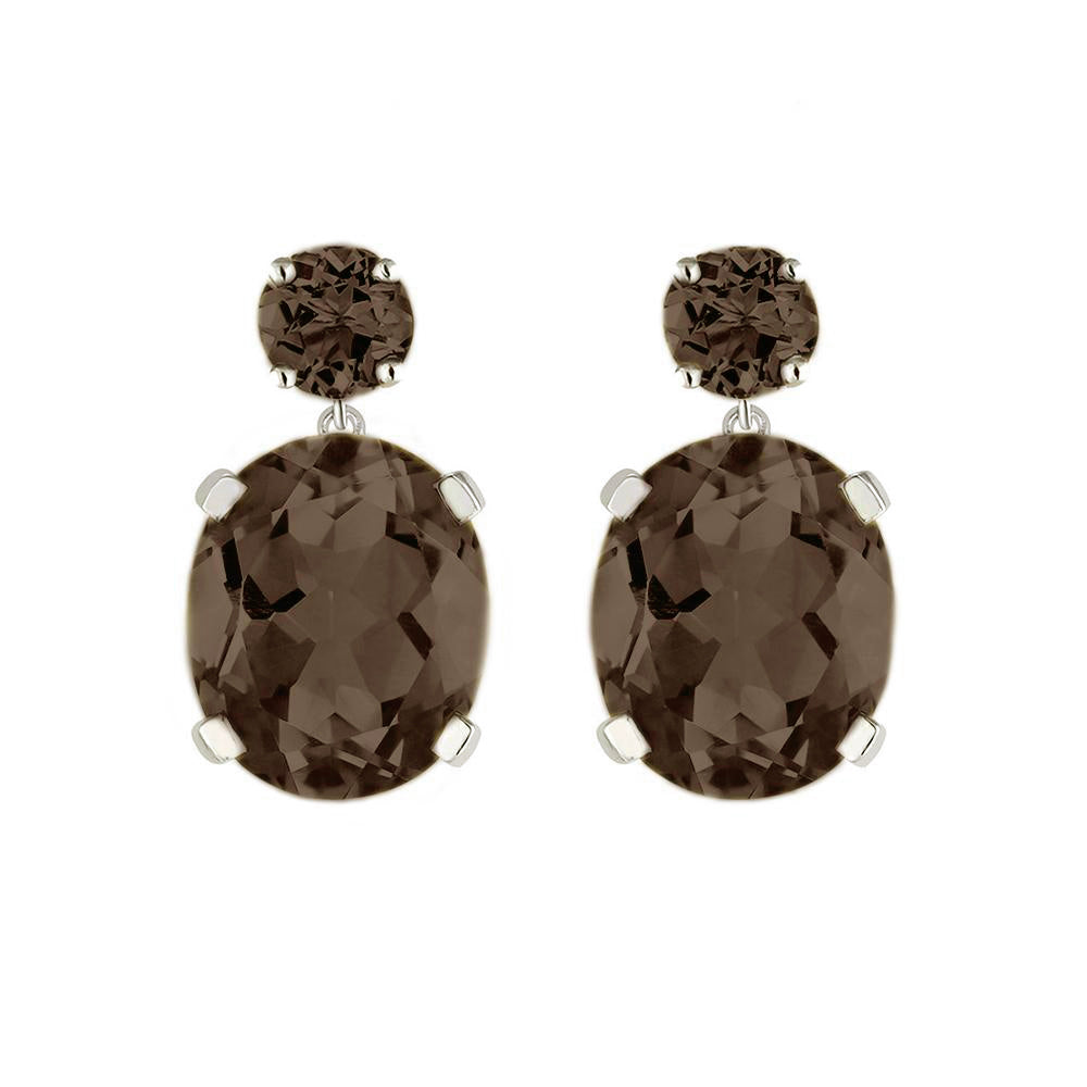 Sterling Silver or White Gold Smoky Quartz Drop Earrings - Augustine Jewels