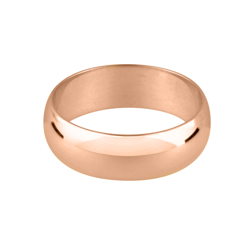 18ct Rose Gold D Shape Wedding Band - Augustine Jewels