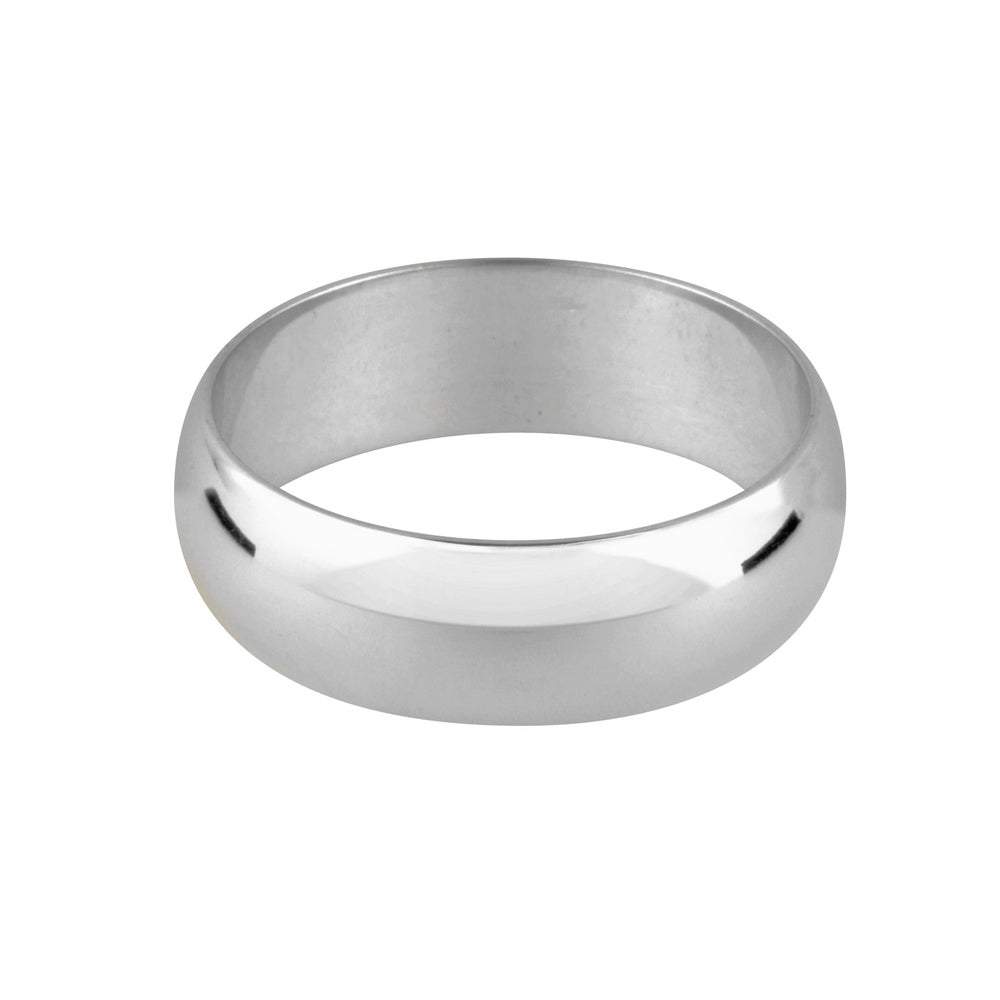 18ct White Gold D Shape Wedding Band - Augustine Jewels