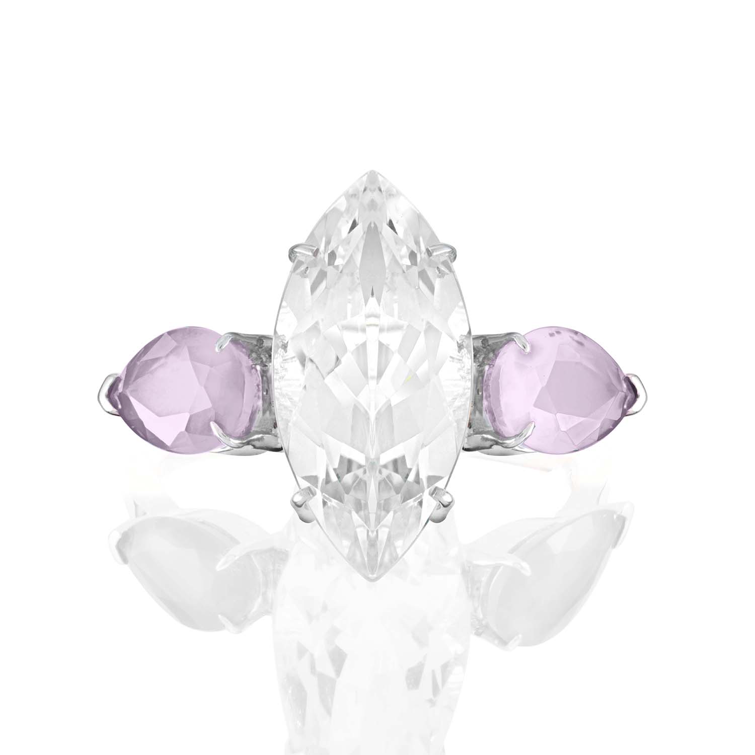 White Topaz &amp; Purple Amethyst Ring