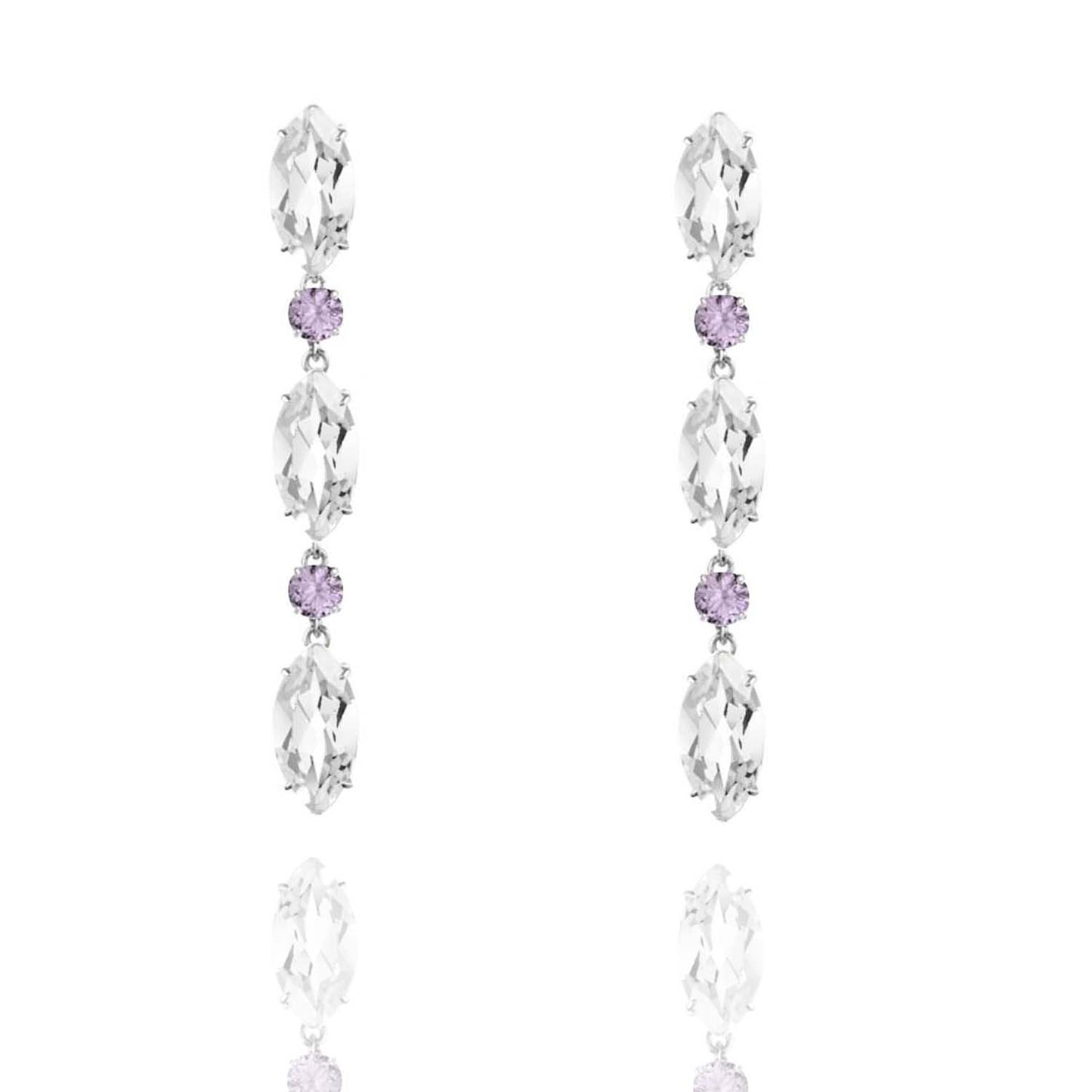 white topaz and purple amethyst drop earrings | Augustine Jewels | English Gardens Collection