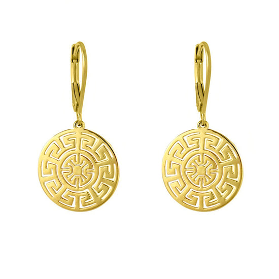 Yellow Gold Plate Aztec Earrings | Augustine Jewels | The Aztec Collection | Gold Jewellery