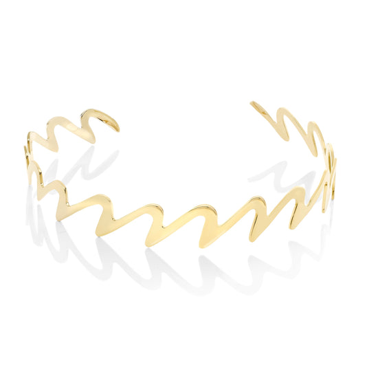 British Luxury jewellery piece, 18ct Yellow Gold plated Sterling Silver Wedeln Torc – Gstaad Collection, Augustine Jewellery, Luxury Jewellery London.