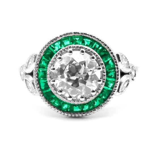 Load image into Gallery viewer, Diamond Emerald Engagement Ring | Augustine Jewels | Bespoke Emerald Engagement Ring
