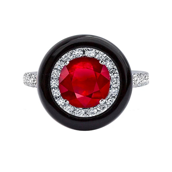Bespoke Red Spinel Target Ring | Augustine Jewels