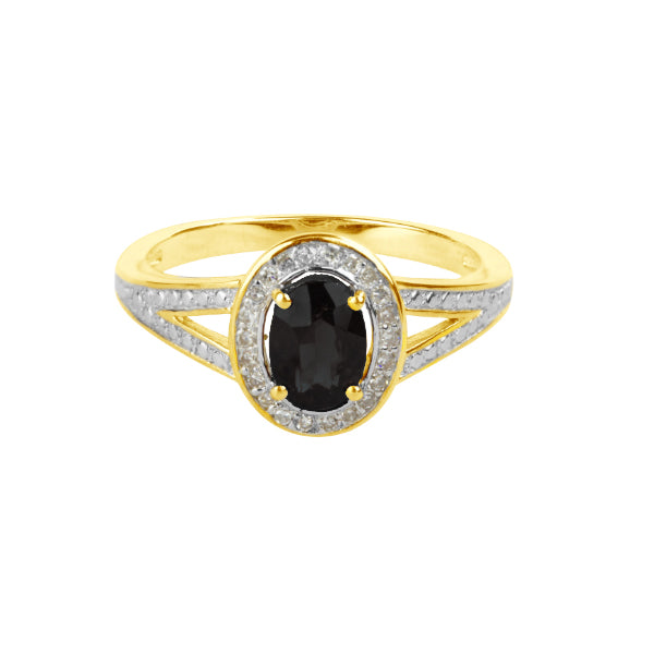 9ct Yellow Gold Vintage Ring | Black Spinel Diamond Ring | Augustine Jewels | The Diamond collection 
