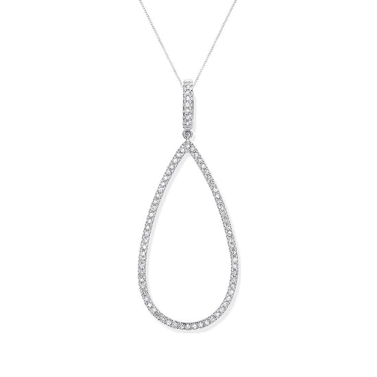9ct White Gold Diamond Drop Pendant | Augustine Jewels | The Diamond Collection