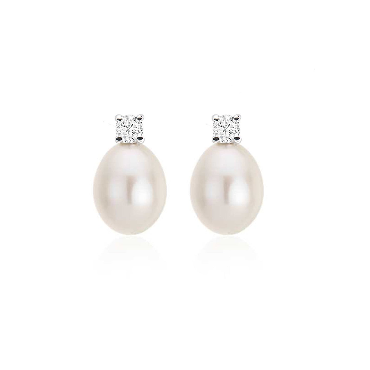 Load image into Gallery viewer, Pearl &amp;amp; Diamond Drop Earrings
