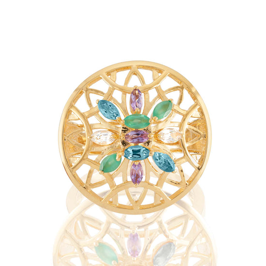 white topaz, agate, purple amethyst and citrine ring  | Augustine Jewels | English Gardens Collection