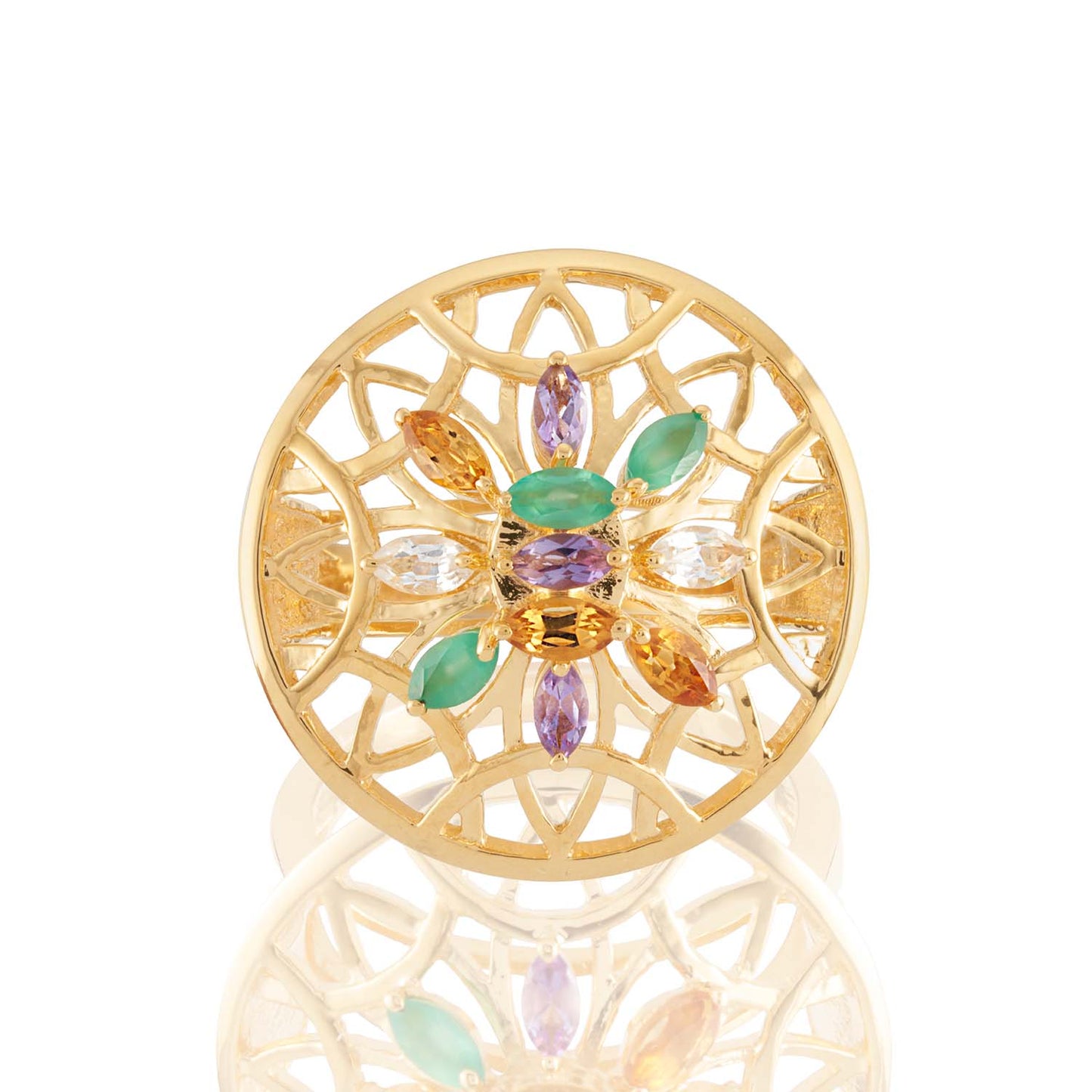white topaz, agate, purple amethyst and citrine ring  in gold | Augustine Jewels | English Gardens Collection