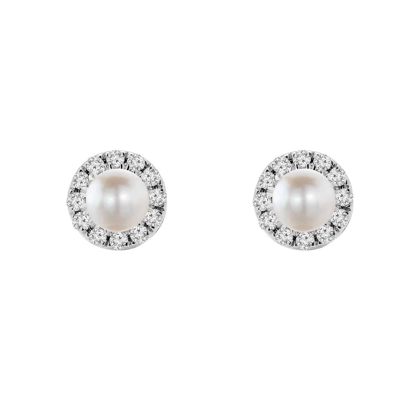 Birthstone Halo Earrings - Pearl